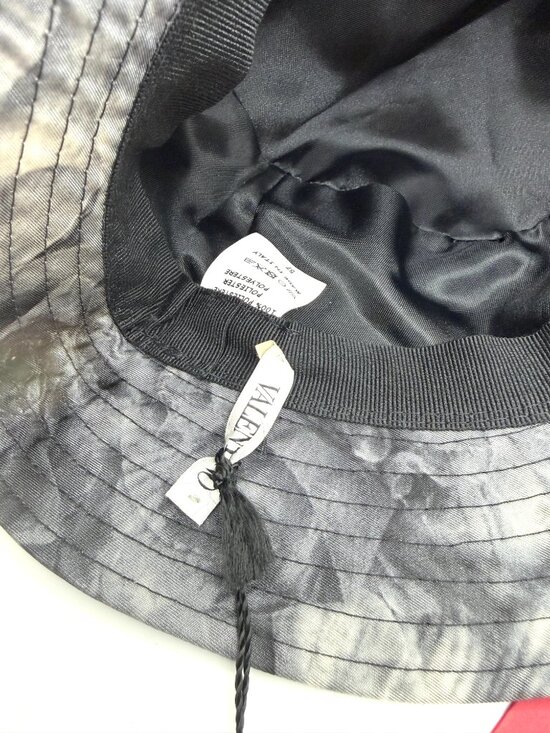 Valentino Garavani Nylon Grey Floral Rose Print Bucket Rain Hat $295 main image 4